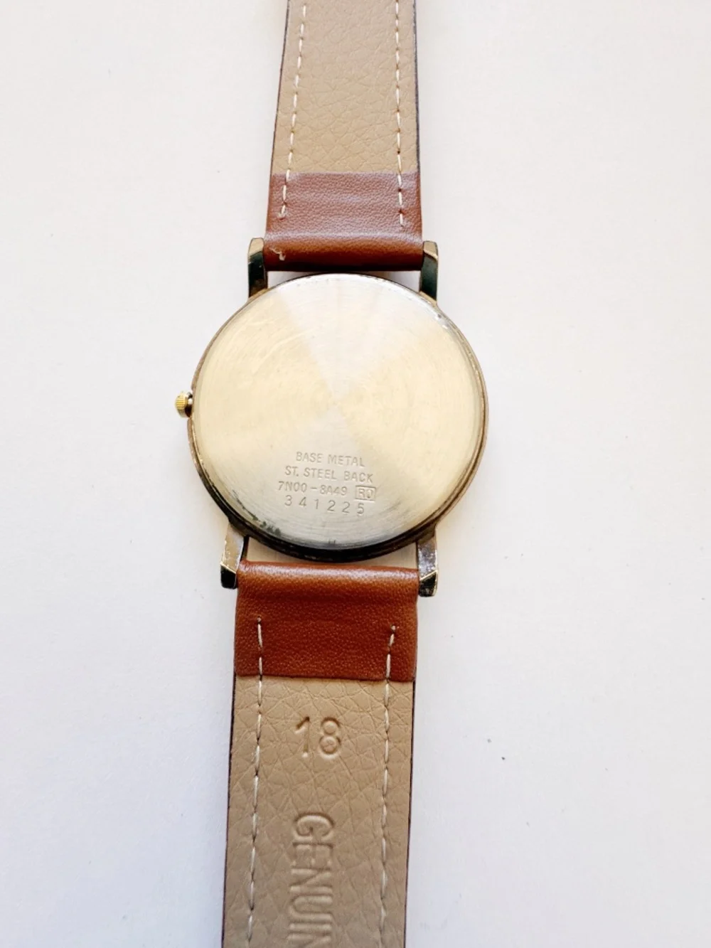 Vintage Seiko Quartz Watch | Gold Tone Mirror Dial | Brown Leather | 34mm